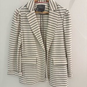 Anthropologie Striped Blazer - Cream and Black